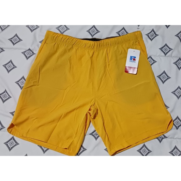 Russell Athletic Regular Fit 8" Inseam Short Large Yellow Size Large - Picture 1 of 9